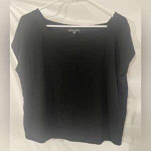 Eileen Fisher Black Boxy Cap Sleeve Blouse